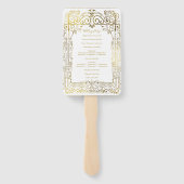 White Gold Deko Chic Glam Wedding Program Hand Fan Fächer (Rückseite)