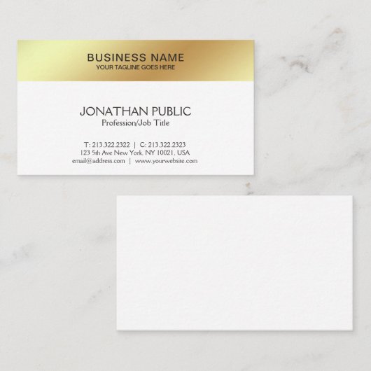 White Gold Design Elegante Modernes Unternehmen Sl Visitenkarte (Vorne/Hinten)