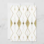 White & Gold Diamond Glamour Moderne klassische Ho Einladung (Rückseite)