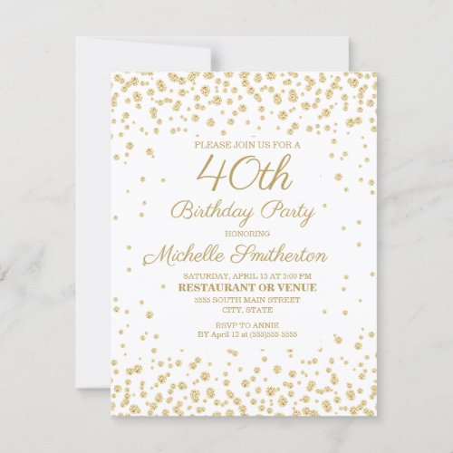 Goldene Einladungen Zum 40 Geburtstag Meine Einladungskarten De