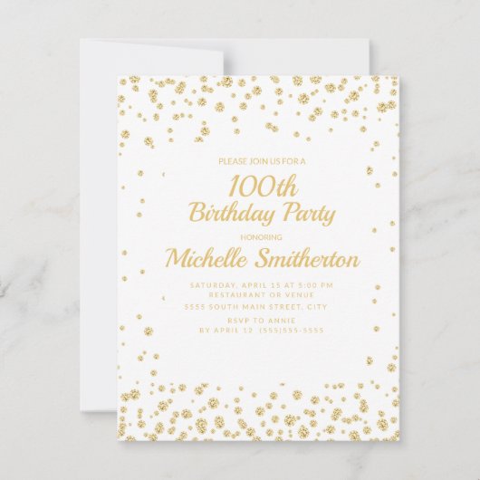 White Gold Diamond Glitzer Frauen zum 100. Geburts Karte (Vorderseite)