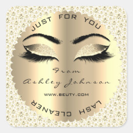 White Gold Diamond Glitzer Lash Cleaner Square Quadratischer Aufkleber