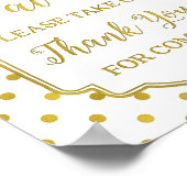 White Gold Dots Blush Blumenfavoriten Zeichen Poster (Ecke)