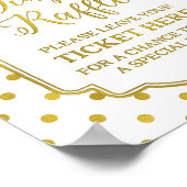 White Gold Dots Diaper Raffle Sign Poster (Ecke)