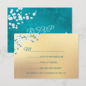 White Gold Elegant Floral RSVP Karte (Vorne/Hinten)