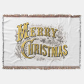 White Gold Elegant Frohe Weihnachten Rustikal Vint Decke (Vorderseite)