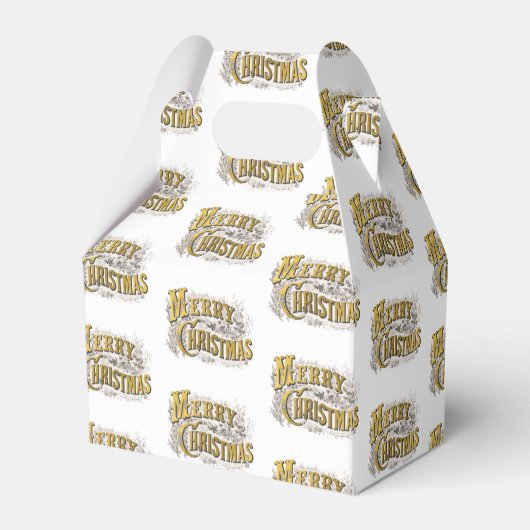 White Gold Elegant Frohe Weihnachten Rustikal Vint Geschenkschachtel (Vorderseite)