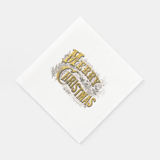 White Gold Elegant Frohe Weihnachten Rustikal Vint Serviette (Ecke)