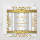 White Gold Elegant Gold 50. Hochzeitstag Einladung (Vorderseite)