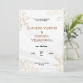 White & Gold Elegante Einladung Hochzeit Potrait (Stehend Vorderseite)