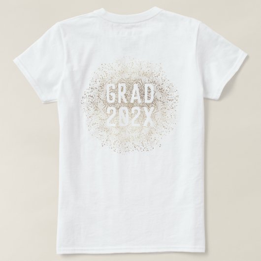 White Gold Elegante Foil Botanicals Graduate Uni T-Shirt (Design Rückseite)