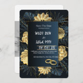 White & Gold Elegante Hochzeitseinladung Einladung (Vorne/Hinten)