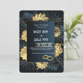 White & Gold Elegante Hochzeitseinladung Einladung (Stehend Vorderseite)