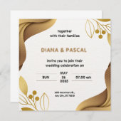 White Gold Elegante Minimalistische Hochzeitseinla Einladung (Vorne/Hinten)