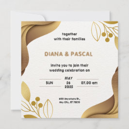 White Gold Elegante Minimalistische Hochzeitseinla Einladung