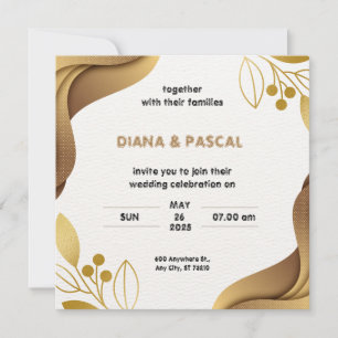 White Gold Elegante Minimalistische Hochzeitseinla Einladung