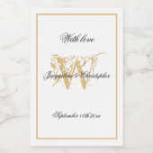 White & Gold Elegante Monogram Chic Wedding Mini Weinetikett (Einzelnes Label)