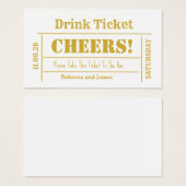 White & Gold Elegante Wedding Free Drink Ticket (Vorne & Hinten)