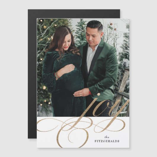 White & Gold Festival Geblüht Joy Holiday Magnet (Vorne/Hinten)