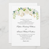 White Gold Floral | 3 Sets Eltern Hochzeit Einladung (Vorne/Hinten)