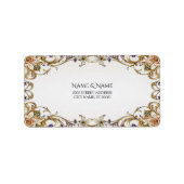 White Gold Floral Address Label Adressaufkleber (Vorne)