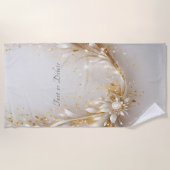 White Gold Floral Beach Handtuch (Vorderseite)