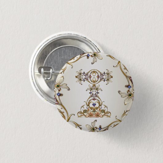 White Gold Floral Button (Vorne & Hinten)