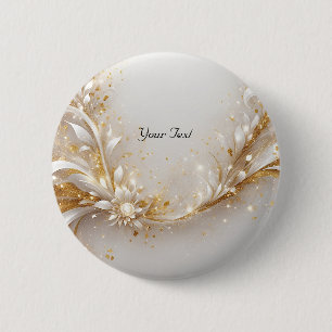 White Gold Floral Button