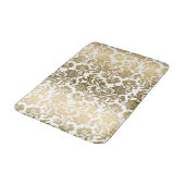White & Gold Floral Damasks Pattern Badematte (Schrägansicht)