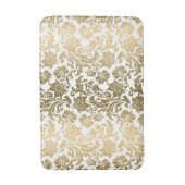White & Gold Floral Damasks Pattern Badematte (Vorderseite Vertikal)