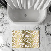 White & Gold Floral Damasks Pattern Badematte