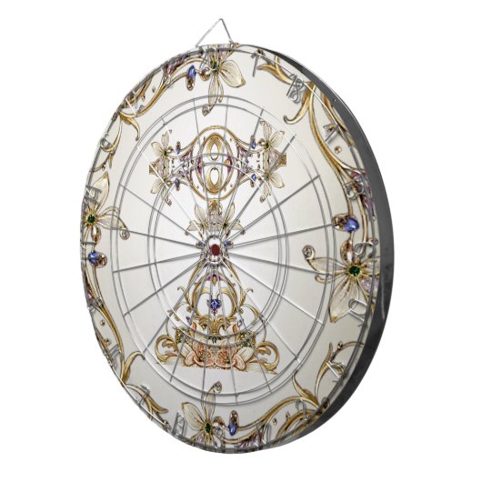 White Gold Floral Dartboard Dartscheibe (Vorderseite rechts)