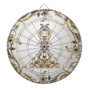 White Gold Floral Dartboard Dartscheibe