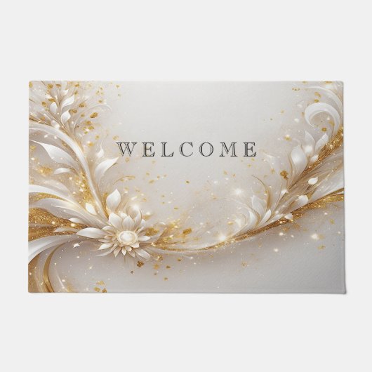 White Gold Floral Doormat Fußmatte (Vorderseite)