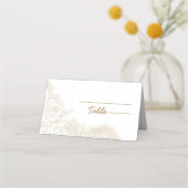 White Gold Floral Elegante Hochzeit Platzkarte (Rückseite)