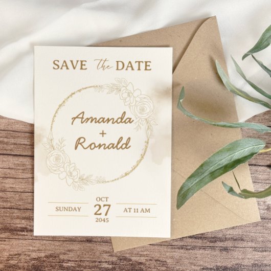 White Gold Floral Elegante Hochzeit Save The Date