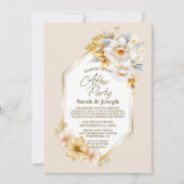 White Gold Floral Geometric Wedding After Party Einladung (Vorderseite)