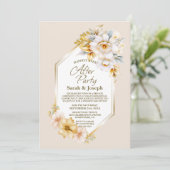 White Gold Floral Geometric Wedding After Party Einladung (Stehend Vorderseite)