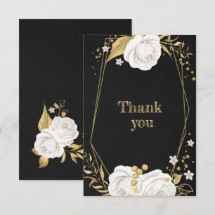 White gold floral geometrisch schwarz Dankeschön K Dankeskarte