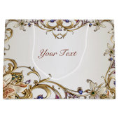 White Gold Floral Geschenktasche Große Geschenktüte (Vorderseite)