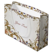 White Gold Floral Geschenktasche Große Geschenktüte (Rückseite Schrägansicht)
