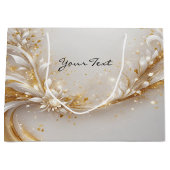 White Gold Floral Geschenktasche Große Geschenktüte (Vorderseite)