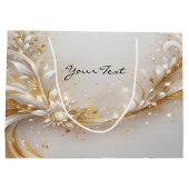 White Gold Floral Geschenktasche Große Geschenktüte (Rückseite)