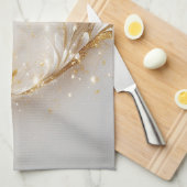 White Gold Floral Kitchen Handtücher (Viertel Falte)