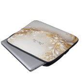 White Gold Floral Laptop Sleeve (Vorne Knopf)