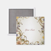 White Gold Floral Magnet (Vorderseite/Rückseite)