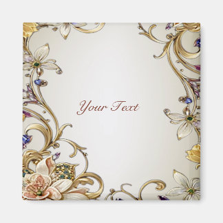 White Gold Floral Magnet