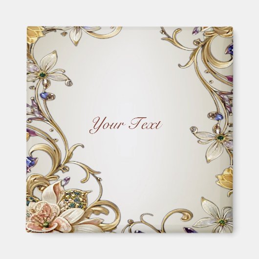 White Gold Floral Magnet (Vorne)