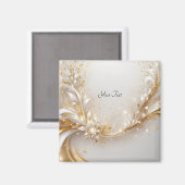 White Gold Floral Magnet (Vorderseite/Rückseite)