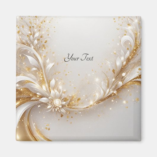 White Gold Floral Magnet (Vorne)